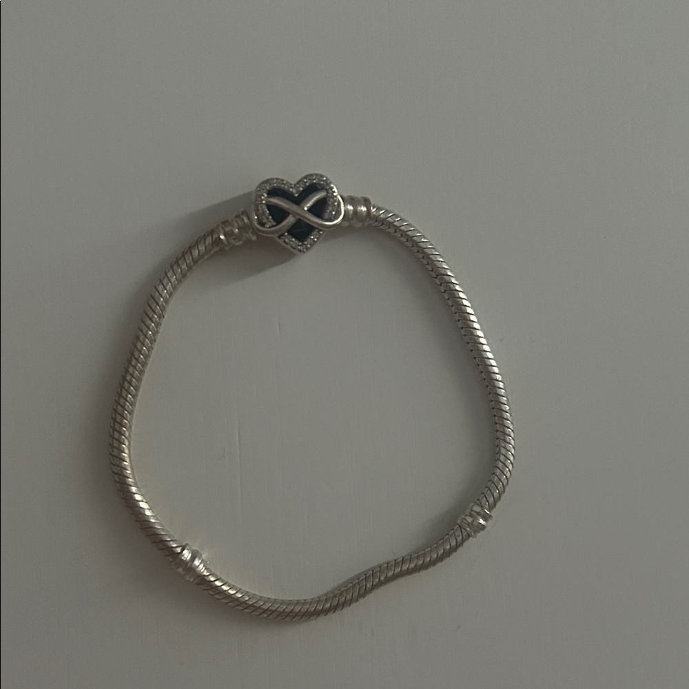Pandora Sparkling Infinity Heart Clasp Snake Chain Bracelet